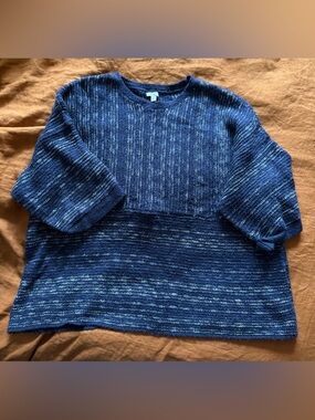 J.Jill Blue Marled Knit Pullover Kimono Sweater